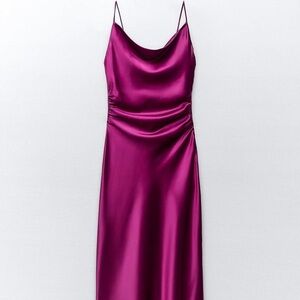 ZARA Cowl Neck Satin Maxi Dress